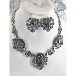 Selro Corp Confetti Rainbow Rhinestone Necklace Bracelet Earring Muesum Set of 3